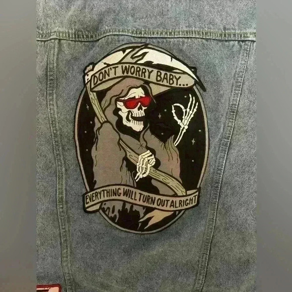 Vintage Route 66 Denim Cutoff Jacket Vest Custom With Skull And Vans Patch M - Picture 6 of 9